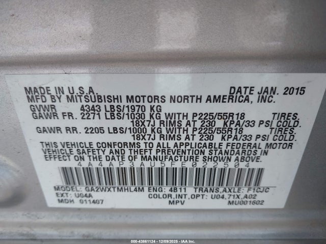 2015 MITSUBISHI OUTLANDER SPORT 4A4AP3AU5FE022504 Photo 8