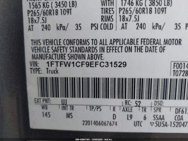 2014 FORD F-150 1FTFW1CF9EFC31529 Photo 8