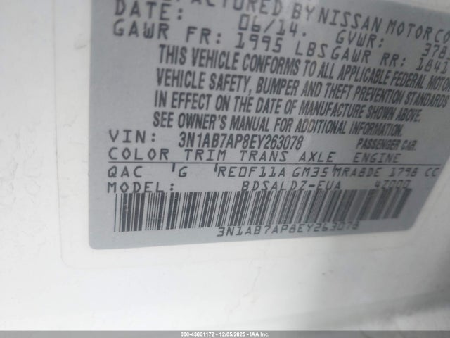 3N1AB7AP8EY263078 Nissan Sentra S/sv/sr/sl
