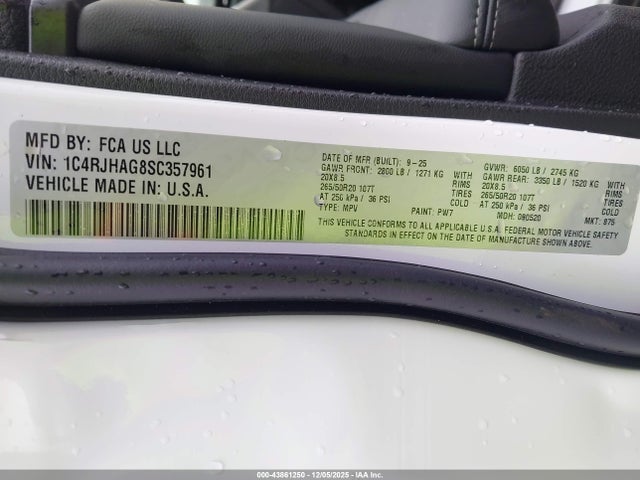 1C4RJHAG8SC357961 Jeep Grand Cherokee Altitude X 4x4