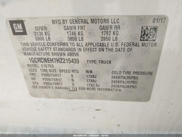 2017 CHEVROLET SILVERADO 1500 1GCRCNEH7HZ215439 Photo 8