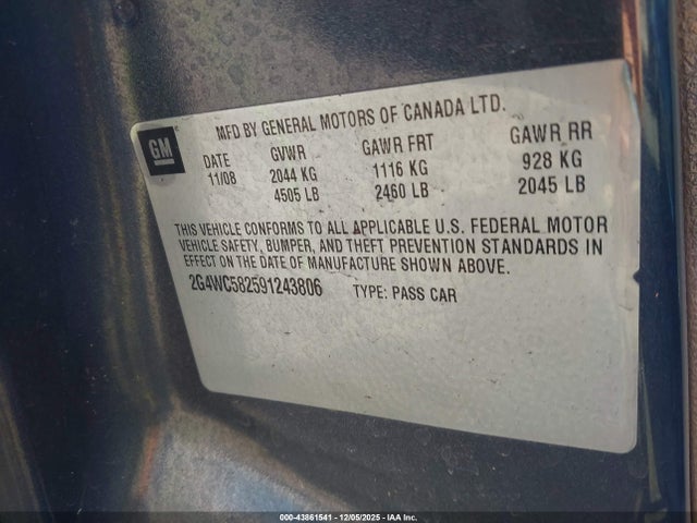 2009 BUICK LACROSSE 2G4WC582591243806 Photo 8