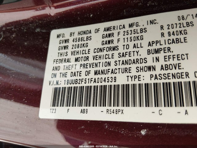 2015 ACURA TLX 19UUB2F51FA004539 Photo 8