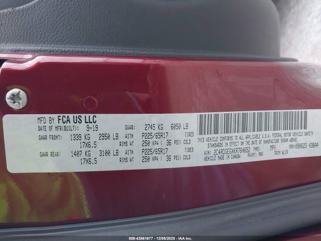 2C4RDGEGXKR764652 Dodge Grand Caravan Gt