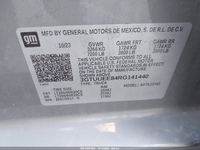 3GTUUEE84RG141440 GMC Sierra 1500 4wd Standard Box At4