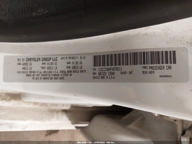 Chrysler 200 Limited 2015 1C3CCCAB4FN576311 Image 9