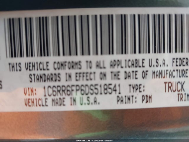 Продаж на аукціоні авто 2013 Ram 1500 Tradesman, vin: 1C6RR6FP6DS518541, номер лоту: 43861756