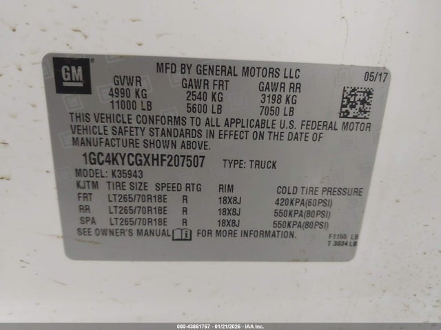 1GC4KYCGXHF207507 Chevrolet 3500