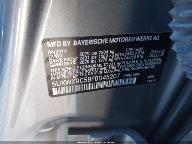 2015 BMW X3 5UXWX9C58F0D45207 Photo 8