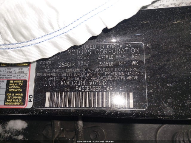 Продаж на аукціоні авто 2017 Kia Cadenza Premium, vin: KNALC4J14H5071992, номер лоту: 43861808