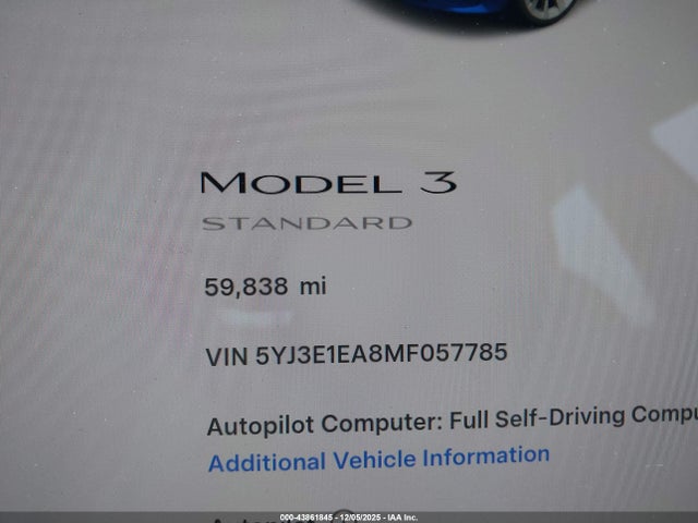 5YJ3E1EA8MF057785 Tesla Model 3 Standard Range Plus Rear-wheel Drive