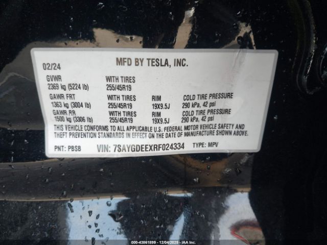 2024 TESLA MODEL Y 7SAYGDEEXRF024334 Photo 8