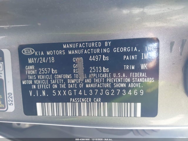 5XXGT4L37JG273469 KIA Optima Lx