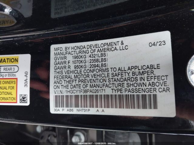2023 HONDA ACCORD 1HGCY1F38PA026171 Photo 8