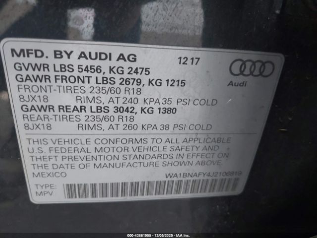 2018 AUDI Q5 WA1BNAFY4J2106819 Photo 8
