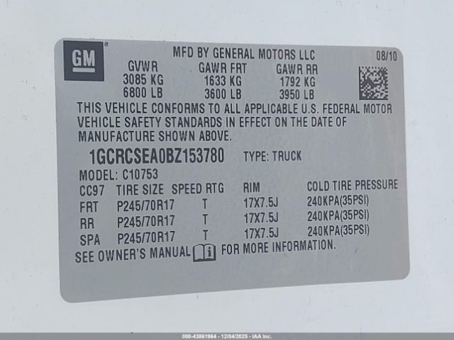 2011 CHEVROLET SILVERADO 1500 1GCRCSEA0BZ153780 Photo 8