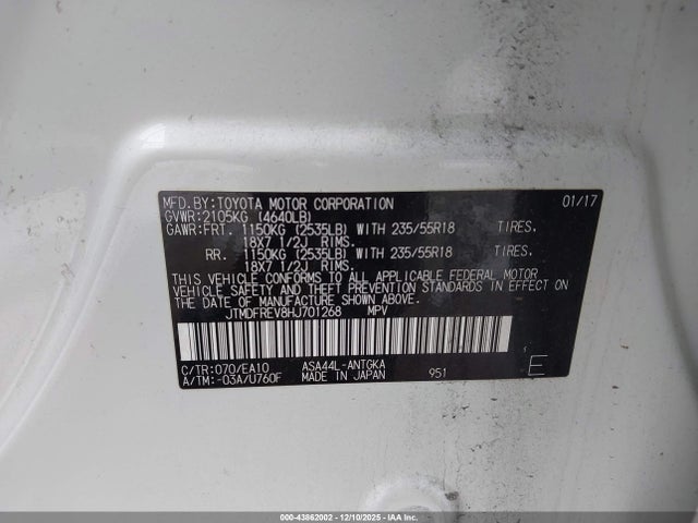 Toyota Rav4 Limited 2017 JTMDFREV8HJ701268 Image 9