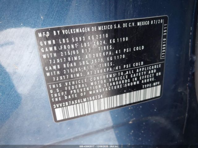 2020 VOLKSWAGEN TIGUAN 3VV2B7AX6LM156134 Photo 8