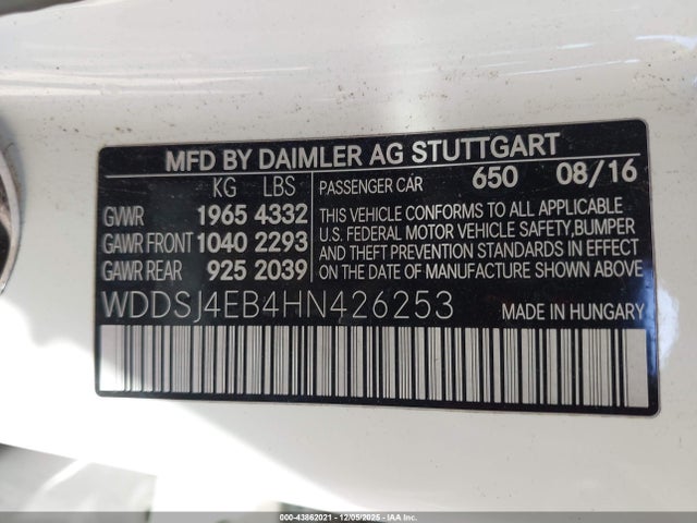Mercedes-Benz CLA 250 2017 WDDSJ4EB4HN426253 Image 9
