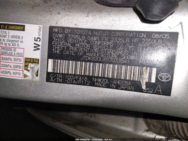 2005 TOYOTA PRIUS JTDKB20UX57033541 Photo 8