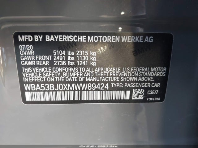 2021 BMW 540I WBA53BJ0XMWW89424 Photo 8
