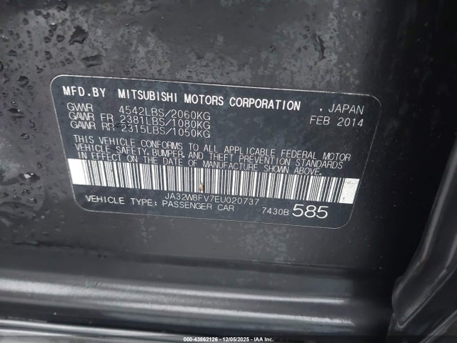 2014 MITSUBISHI LANCER EVOLUTION JA32W8FV7EU020737 Photo 8