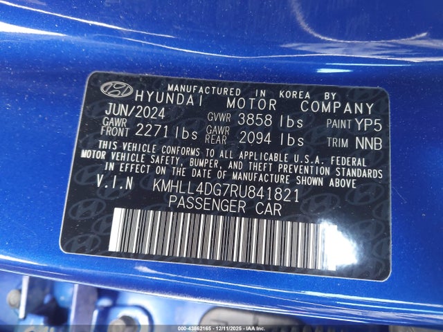 43862165 :رقم المزاد ، KMHLL4DG7RU841821 vin ، 2024 Hyundai Elantra Se مزاد بيع