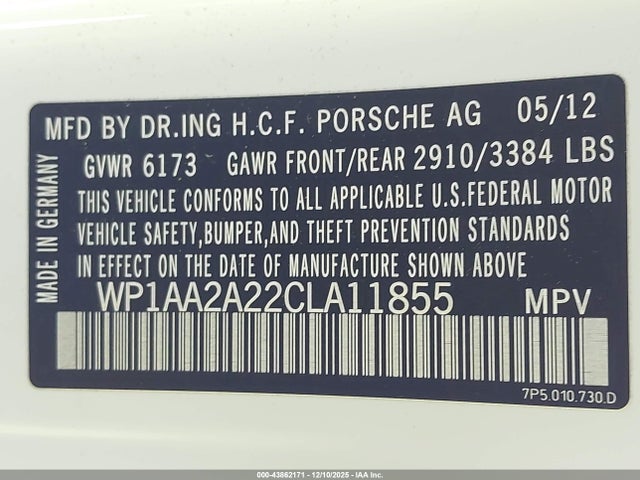 2012 PORSCHE CAYENNE WP1AA2A22CLA11855 Photo 8