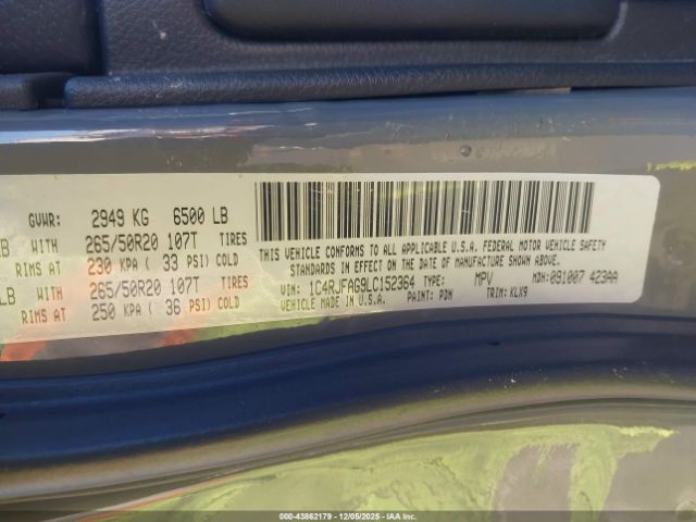 2020 JEEP GRAND CHEROKEE 1C4RJFAG9LC152364 Photo 8