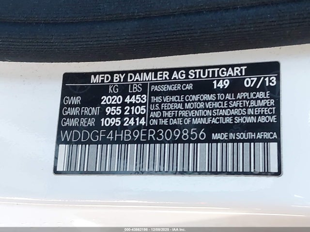 WDDGF4HB9ER309856 Mercedes-Benz C 250 Sport