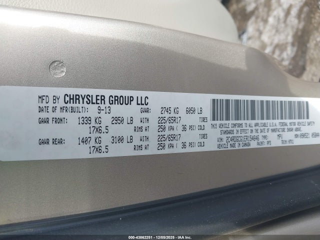 2C4RDGCG1ER154646 Dodge Grand Caravan Sxt