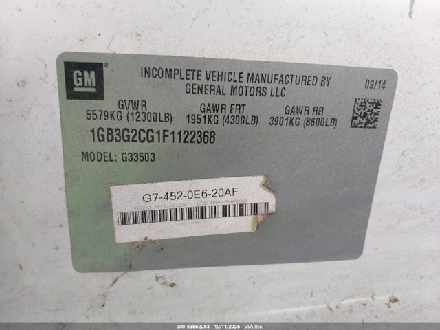 1GB3G2CG1F1122368 Chevrolet Express Cutaway 3500