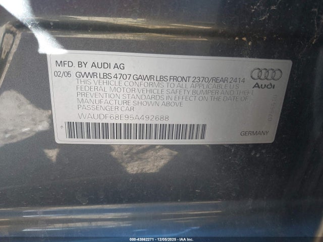 2005 AUDI A4 WAUDF68E95A492688 Photo 8