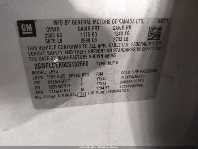 2012 CHEVROLET EQUINOX 2GNFLCEK9C6132660 Photo 8