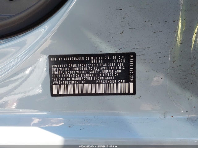 Aukcja sprzedaży 2025 Volkswagen Jetta 1.5t Se, vin: 3VW7X7BU2SM051709, numer aukcji: 43862404