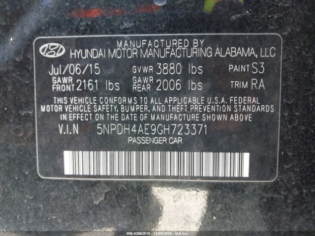 2016 HYUNDAI ELANTRA 5NPDH4AE9GH723371 Photo 8