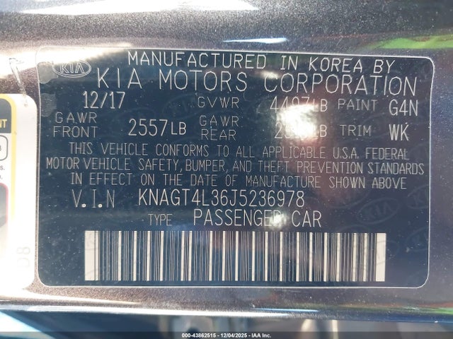 2018 KIA OPTIMA KNAGT4L36J5236978 Photo 8