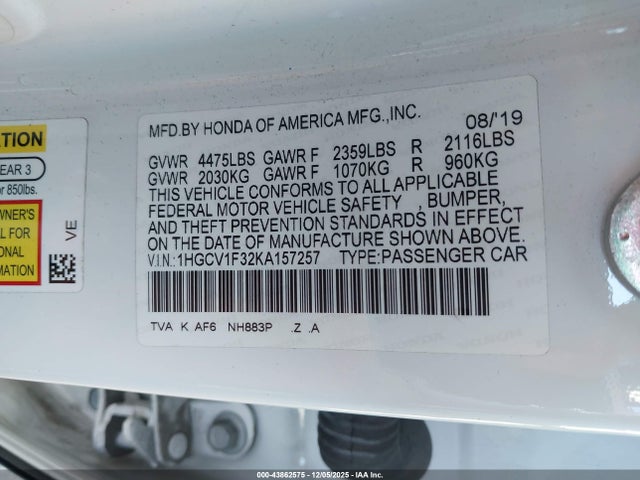 1HGCV1F32KA157257 Honda Accord Sport