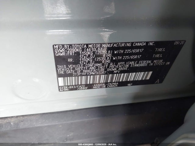 Toyota Rav4 Xle 2021 2T3P1RFV3MW145067 Image 9