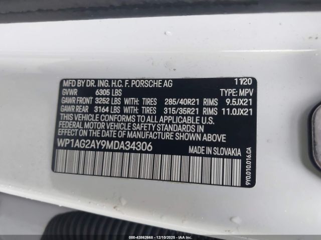 2021 PORSCHE CAYENNE WP1AG2AY9MDA34306 Photo 8