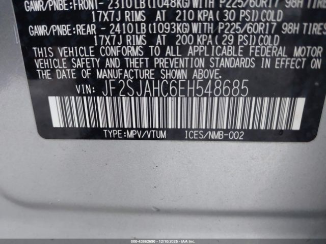 2014 SUBARU FORESTER JF2SJAHC6EH548685 Photo 8