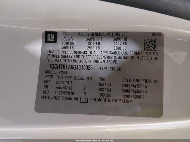 Chevrolet Colorado Wt 2016 1GCHTBEA6G1310925 Image 9