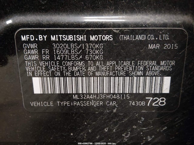 2015 MITSUBISHI MIRAGE ML32A4HJ3FH048115 Photo 8