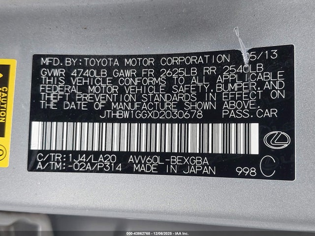 2013 LEXUS ES 300H JTHBW1GGXD2030678 Photo 8