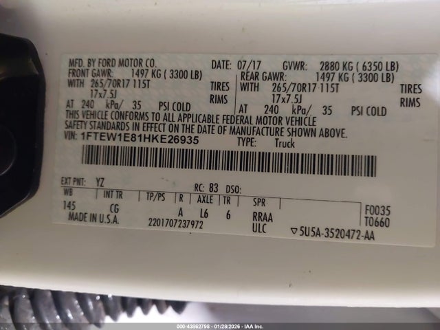 1FTEW1E81HKE26935 Ford F-150 Xl