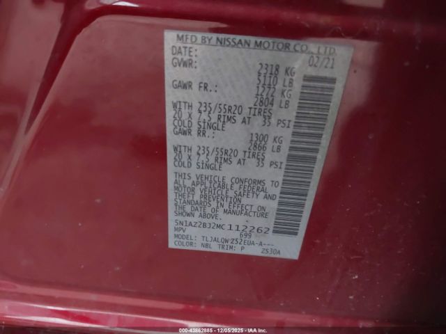 2021 NISSAN MURANO 5N1AZ2BJ2MC112262 Photo 8