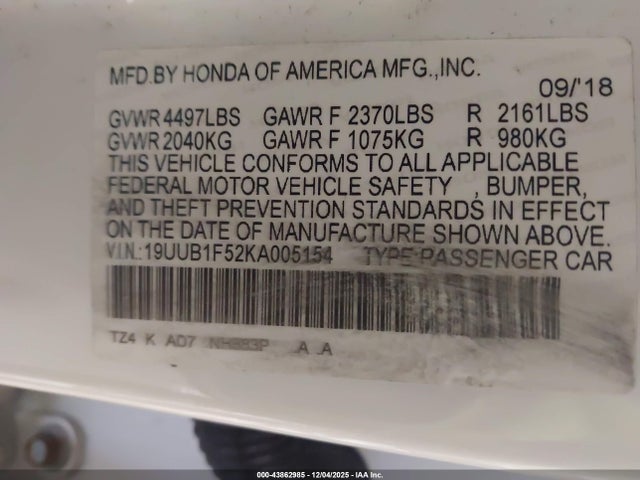 2019 ACURA TLX 19UUB1F52KA005154 Photo 8