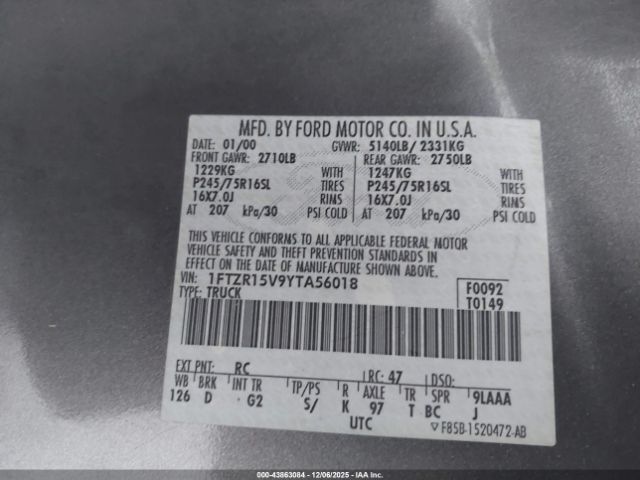 2000 FORD RANGER 1FTZR15V9YTA56018 Photo 8