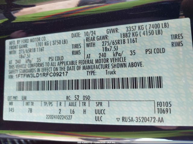 2024 FORD F-150 1FTFW3LD1RFC09217 Photo 8