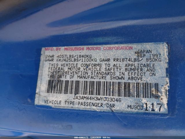 1998 MITSUBISHI 3000 GT JA3AM44H3WY003046 Photo 8